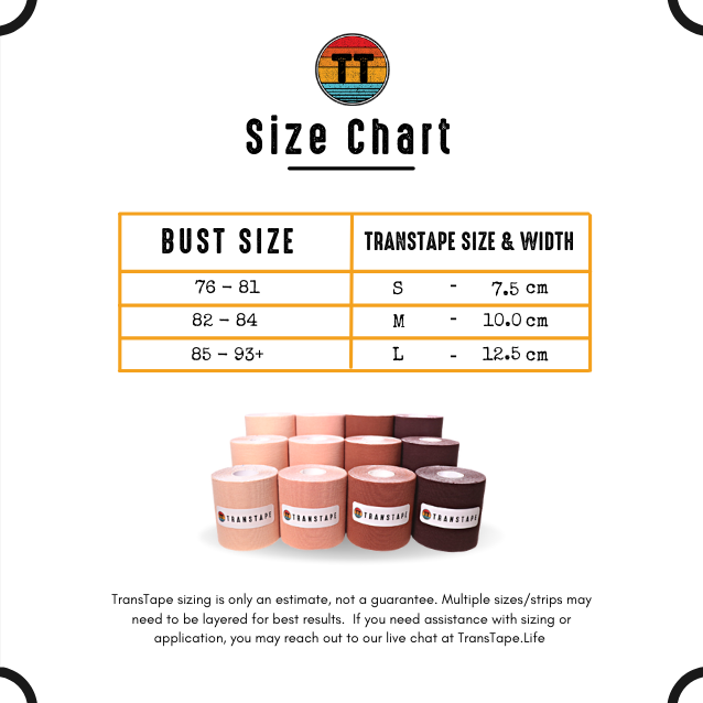 Chest Rolls - Trans Tape Rolls Size Chart